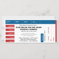 Baseball Game Ticket Wedding Einladung