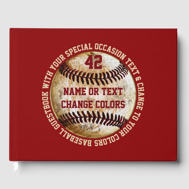 Baseball Gästebuch mit Text und Farben (Vorderseite)