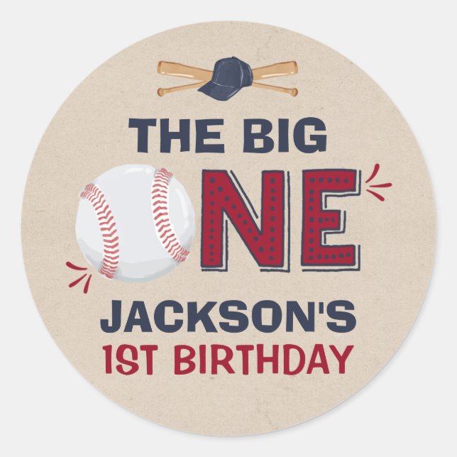 Baseball-Gastgeschenk-Tag Vintag Baseball-Sticker Runder Aufkleber (Vorderseite)