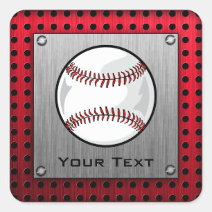 Baseball; Gebürsteter Aluminiumblick Quadratischer Aufkleber