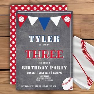 Baseball Geburtstag Einladung Junge 3. Geburtstag