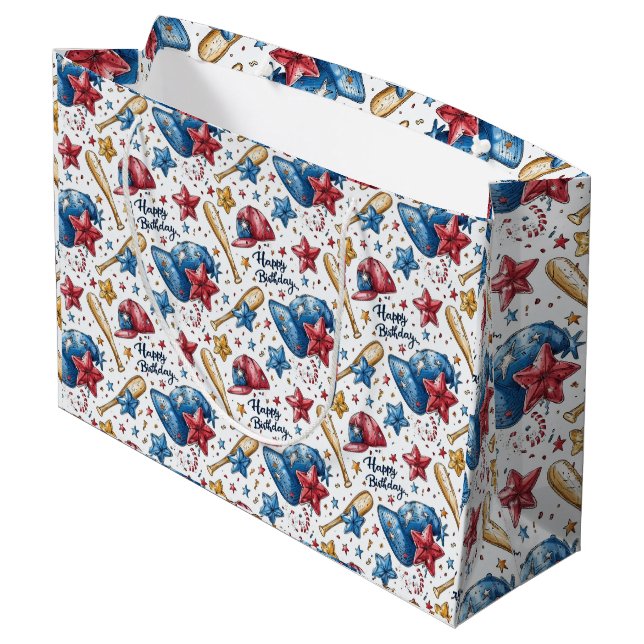 Baseball Geburtstag Geschenktasche Sportbote Große Geschenktüte (Rückseite Schrägansicht)