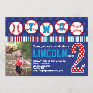 Baseball-Geburtstags-Einladung (2. Geburtstag) Einladung