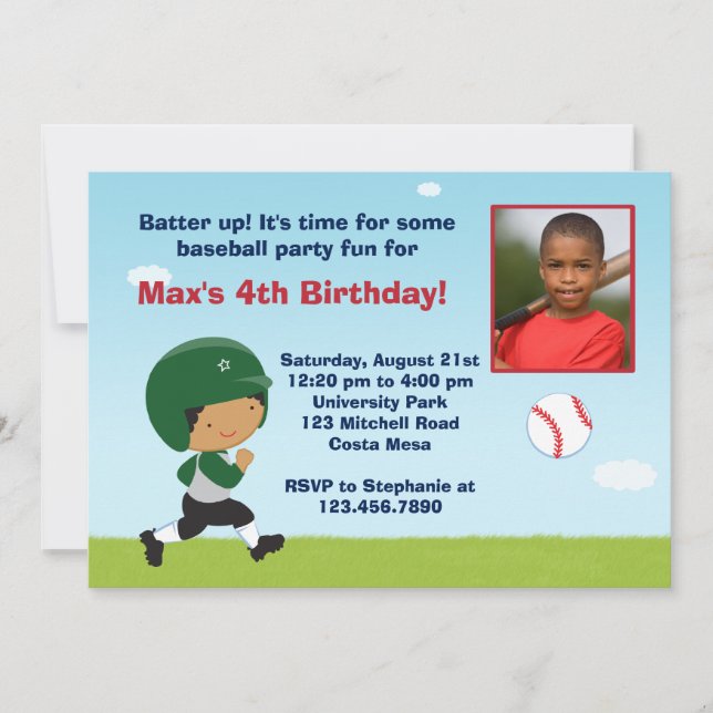 Baseball-Geburtstagspartei Einladung (Vorderseite)