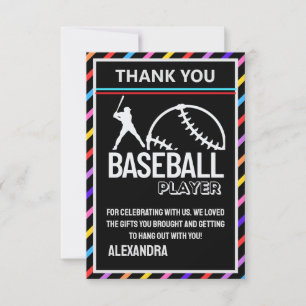 Baseball Geburtstagsparty, Baseball Girl Player Dankeskarte