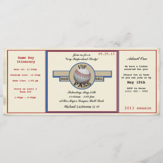 Baseball Geburtstagsparty Pass Einladung