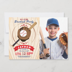 Baseball Geburtstagsparty Sports All Star Einladun Einladung