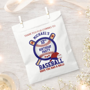 Baseball Geburtstagsthema  ⚾ - Rot , Danke Geschenktütchen