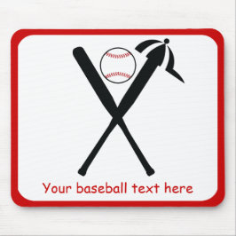 Baseball gekreuzte Fledermäuse und Kappe schwarz,  Mousepad
