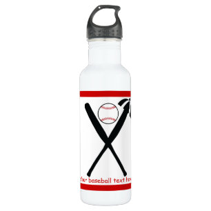 Baseball gekreuzte Fledermäuse und Kappe schwarz, Trinkflasche