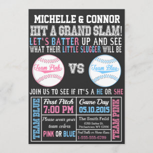 Baseball Gender Reveal Party Einladung Chalkboard