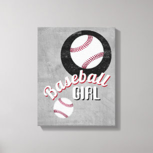 Baseball-Girl-Sport Zitat erschüttert grau Leinwanddruck
