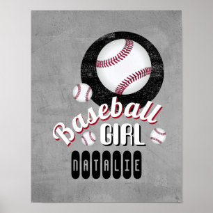 Baseball Girl Sport Zitat fügen Sie Ihren Namen gr Poster
