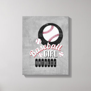 Baseball Girl Sport Zitat Ihren Namen grau ca Leinwanddruck