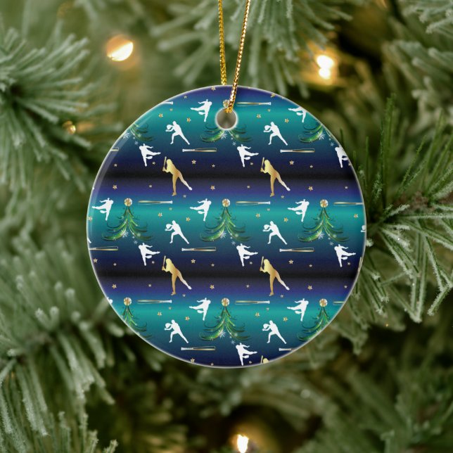 Baseball Girls Softball Weihnachten Keramik Ornament (Baum)
