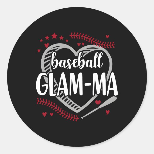 Baseball Glam-Ma Sport Fan Mutter Oma Runder Aufkleber (Vorderseite)