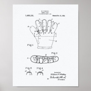 Baseball Glove 1922 Patentkunst - Weißbuch Poster