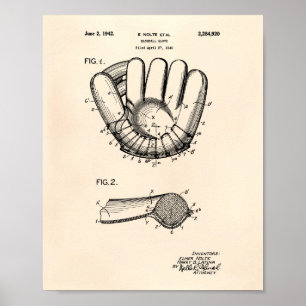 Baseball Glove 1942 Patentart Old Peper Poster
