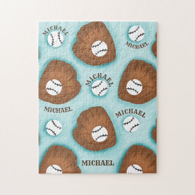 Baseball Glove Ball & Boy Name Muster Sport Thema (Vertikal)