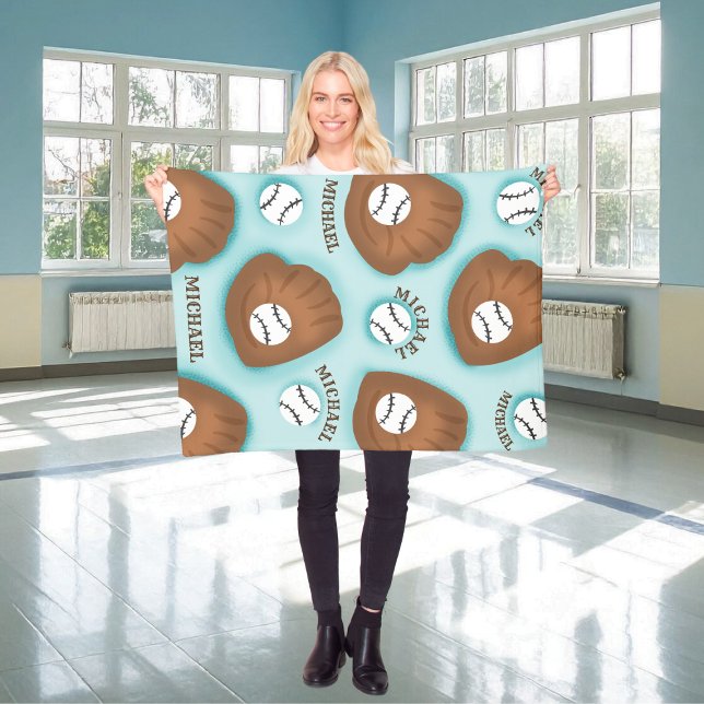Baseball Glove Ball & Boy Name Muster Sport Thema Fleecedecke (Von Creator hochgeladen)