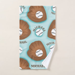 Baseball Glove Ball & Boy Name Muster Sport Thema Handtuch