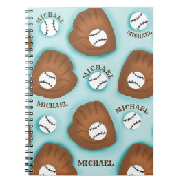 Baseball Glove Ball & Boy Name Muster Sport Thema Notizblock