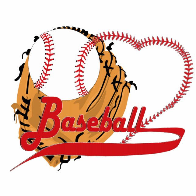Baseball Glove & Baseball Heart Freistehende Fotoskulptur (Vorne)