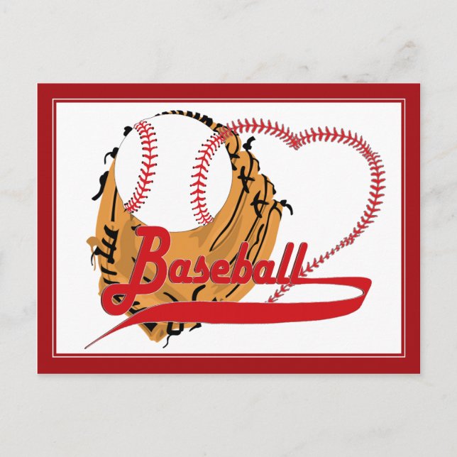 Baseball Glove & Baseball Heart Postkarte (Vorderseite)