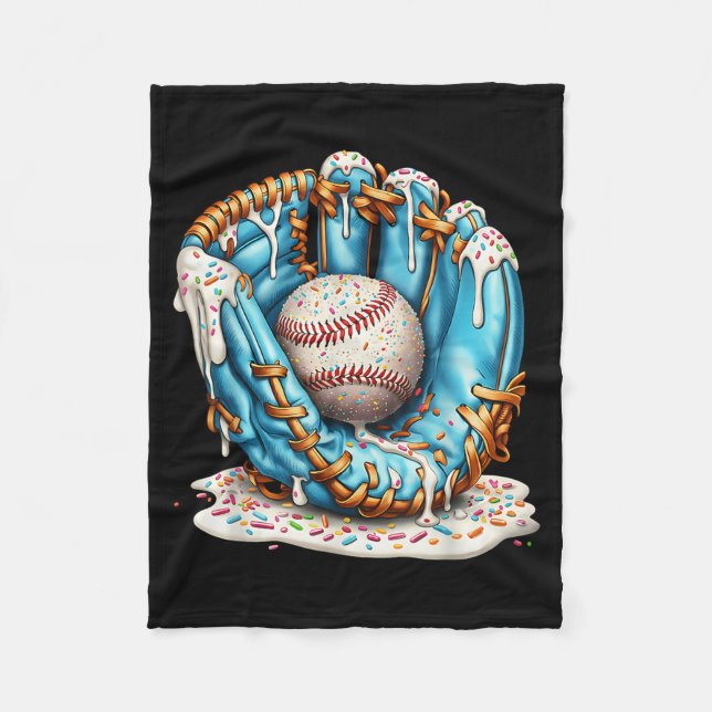 Baseball Glove Ice Cream Drip With Sprinkles Men B Fleecedecke (Vorderseite)