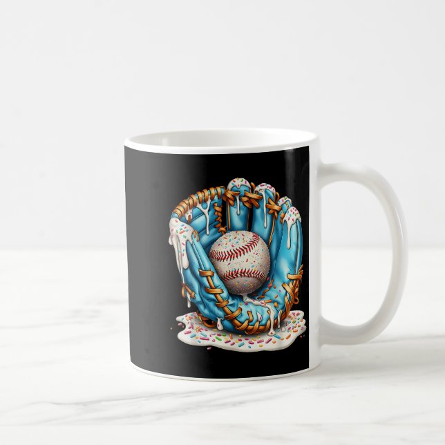 Baseball Glove Ice Cream Drip With Sprinkles Men B Kaffeetasse (Rechts)
