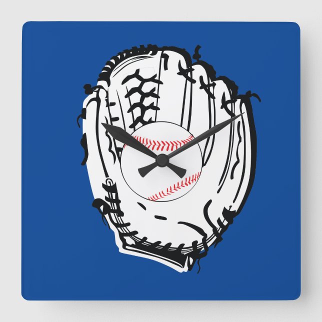 Baseball Glove Quadratische Wanduhr (Vorderseite)