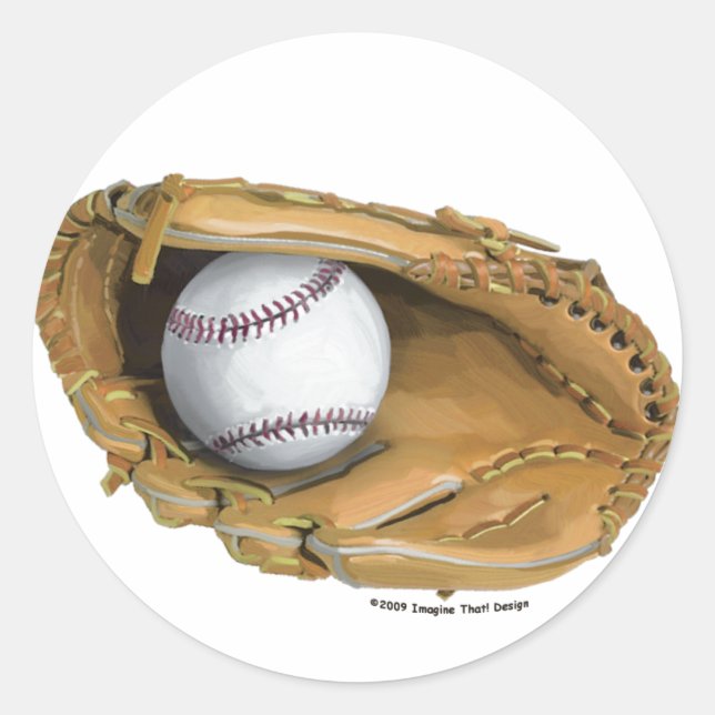 Baseball Glove Runder Aufkleber (Vorderseite)