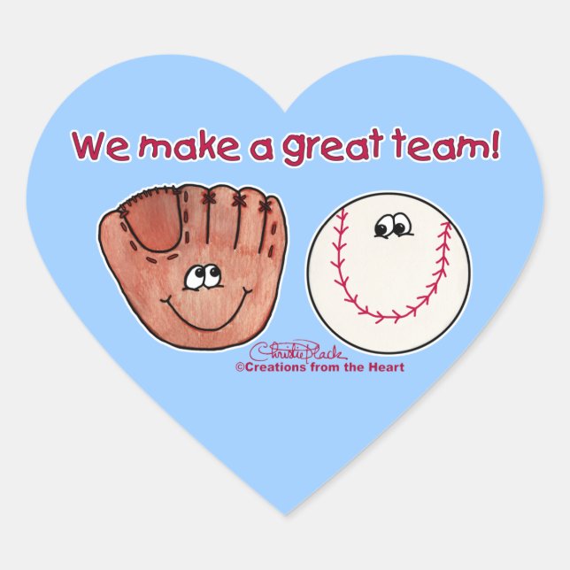 Baseball Glove Team Herz-Aufkleber (Vorderseite)