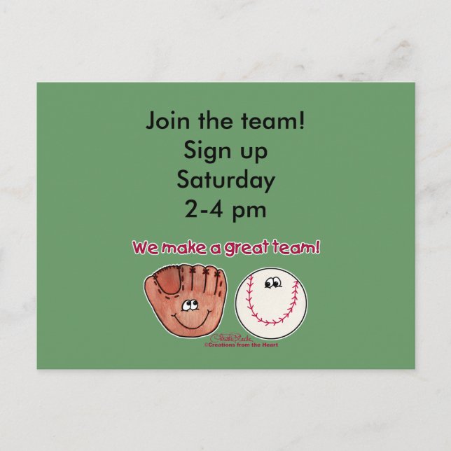 Baseball Glove Team Postkarte (Vorderseite)