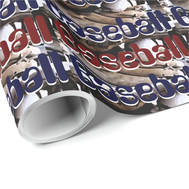 Baseball Glove und Ball Graphics Geschenkpapier (Rolleneckpunkt)