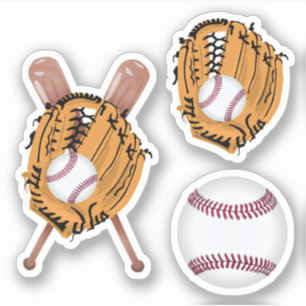 Baseball Glove und Baseball Aufkleber
