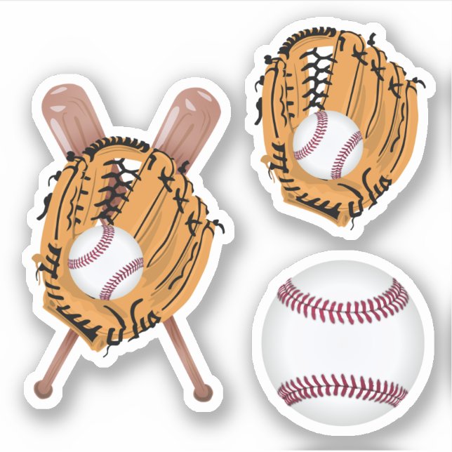 Baseball Glove und Baseball Aufkleber (Vorderseite)