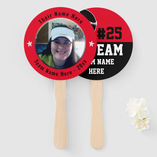 Baseball Go Team Spirit Ein Foto Red Hand Fan Fächer (Vorne und Hinten)