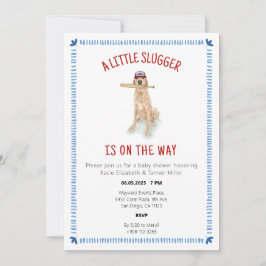 Baseball Golden Retriever Watercolor Babydusche Einladung