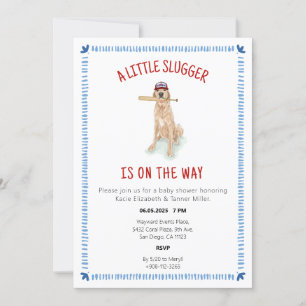 Baseball Golden Retriever Watercolor Babydusche Einladung
