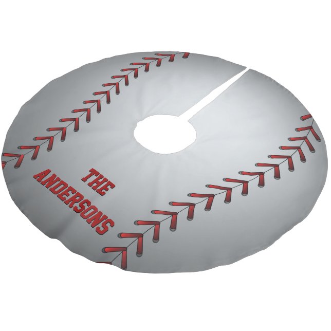 Baseball-Grafik Polyester Weihnachtsbaumdecke (Schrägansicht)