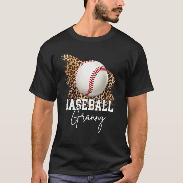 Baseball Granny Leopard Herz T-Shirt (Vorderseite)