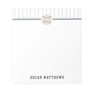 Baseball Grau Pinstripes Name Schreibtisch Notizen Notizblock