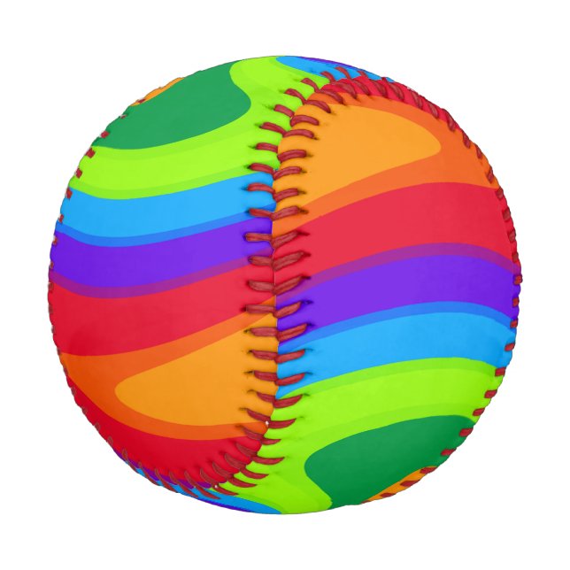 Baseball - Groovy, bunte Regenbogenkonstruktion (Schrägansicht)