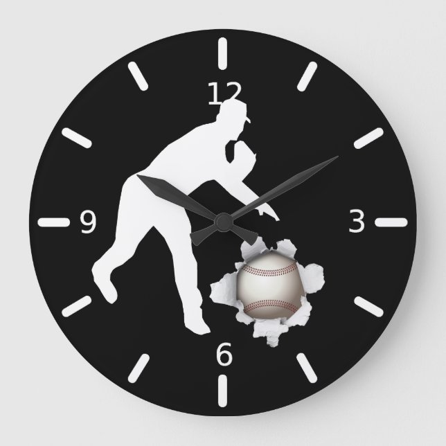 Baseball Große Wanduhr (Vorderseite)