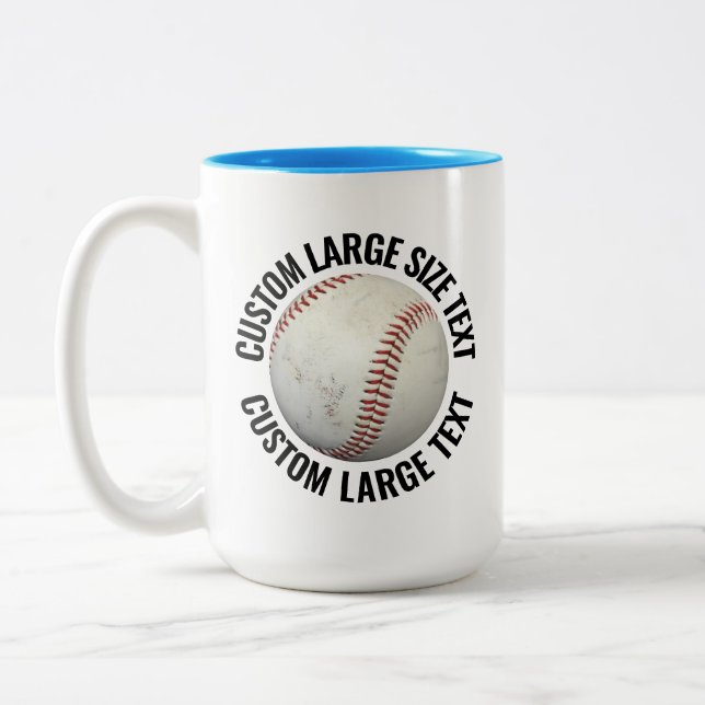 Baseball & Großer Text HELLBLAU 425g Custom Zweifarbige Tasse (Links)
