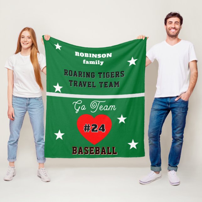 Baseball Grün Name Sterne Herz Fleecedecke (Beispiel)