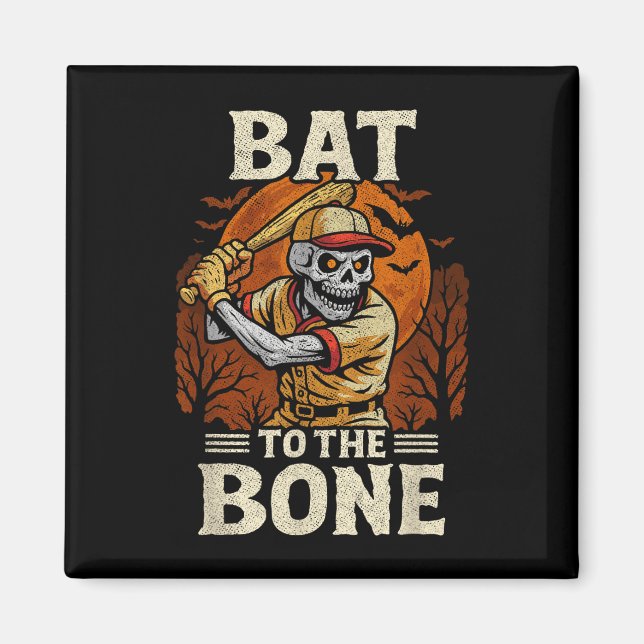 Baseball Halloween Skeleton - Halloween Bat Baseba Magnet (Vorne)