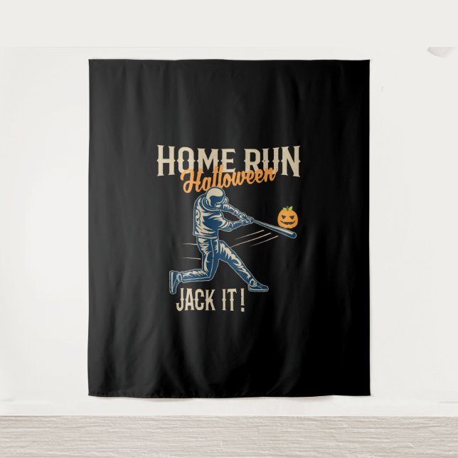 Baseball Halloween Spaß Retro gestört stylish Wandteppich (Vorderseite)