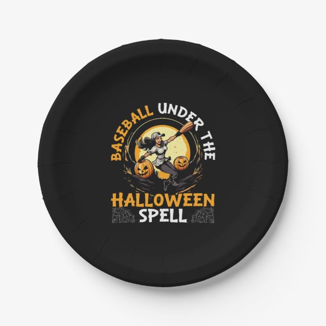Baseball-Halloween-Süßigkeiten oder Saures Basebal Pappteller (Vorderseite)